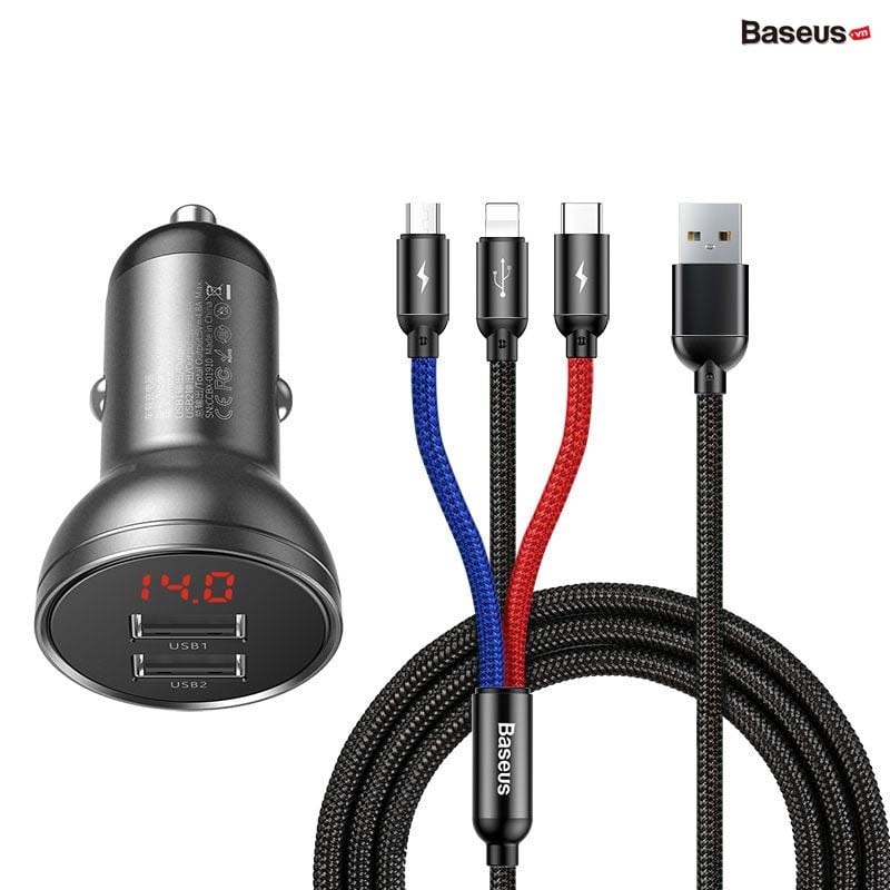 Tẩu Sạc Ô Tô Baseus 3 Trong 1 Đa Năng - hình ảnh sản phẩm