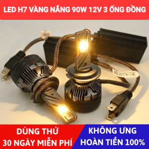 Bóng Led H7 1 màu vàng nắng 90W 12V 3 ống đồng - Five Star F88 - Dùng thử 30 ngày miễn phí, Bảo hành 3 năm đổi mới