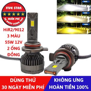 Bóng Led HIR2 9012 9012 3 màu 55W 12V 2 ống đồng - Five Star F87 - Dùng thử 30 ngày miễn phí, Bảo hành 3 năm đổi mới