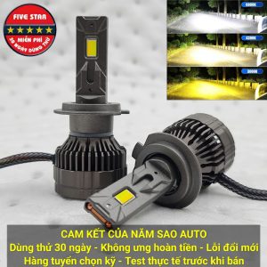 Bóng LED Pha Gầm 3 Màu 55W 12V 2 Ống Đồng - Five Star F87