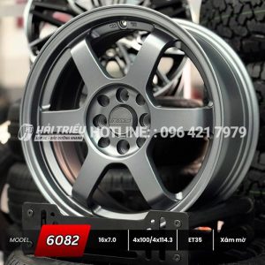 Mâm xe 16 inch Xám mờ PCD 4X100/114.3 mẫu 6082
