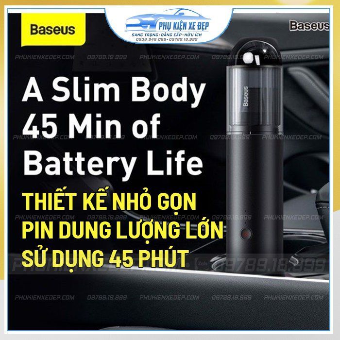 Máy hút bụi xe hơi Baseus A3 chính hãng - BẢO HÀNH 01 NĂM - góc nhìn 3